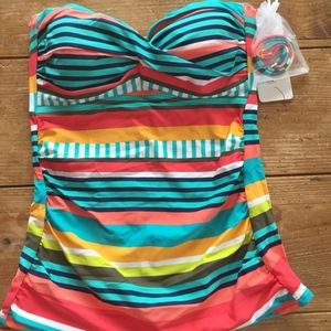 Ann Cole Swim - Ann Cole Striped Bandeau Swim Top XS New Ann Cole Swim - Ann Cole Striped Bandeau Swim Top XS New